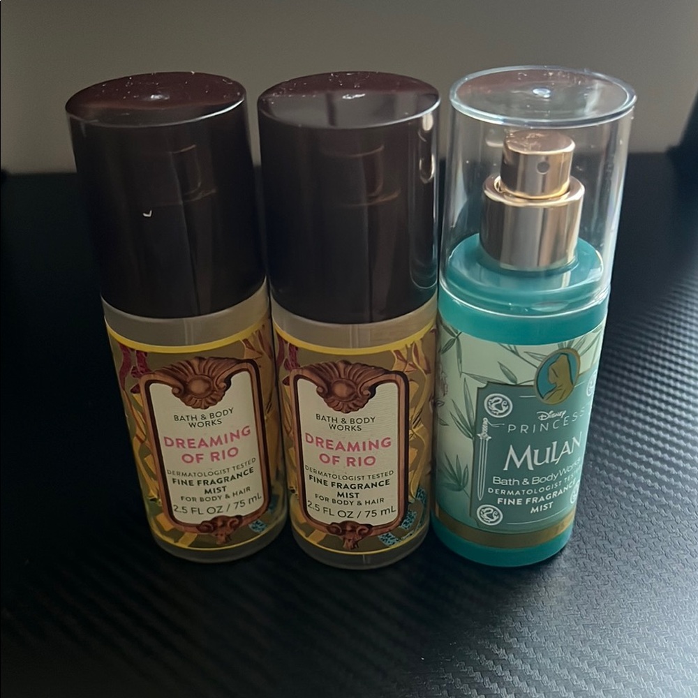 Bath & Body Works Dreaming of Rio & Mulan Mists. Lot of 3